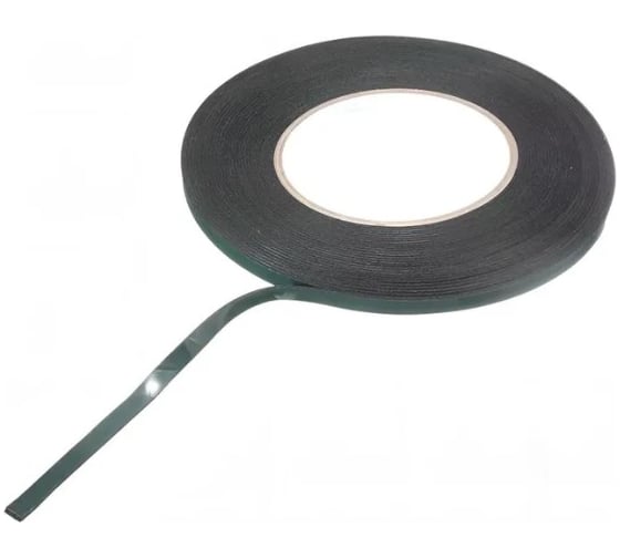 Скотч двусторонний Amperin черный вспененный с зеленой защитной лентой толщина 0,5мм ширина 5мм 10м 61306 1