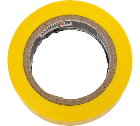 Изолента Unibob ПВХ, 15 мм х 10 м, 130 мкм, желтая 211770