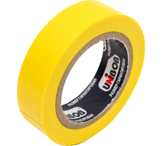 Изолента Unibob ПВХ, 15 мм х 10 м, 130 мкм, желтая 211770