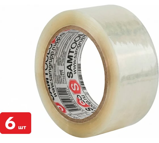 Скотч прозрачный SAMGRUPP 50 мм х 100 м 6 шт SAMC-075050100-6