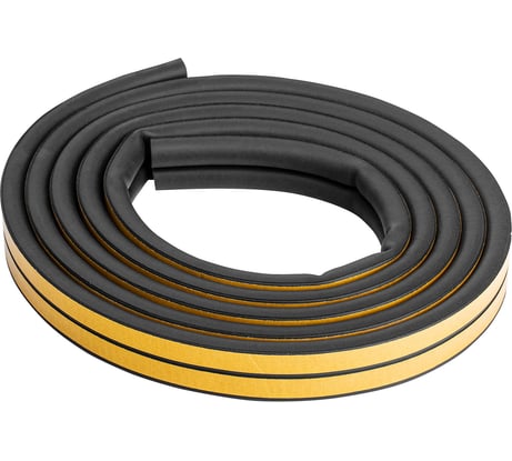 Уплотнитель резиновый СИБРТЕХ 14х12 мм для широких щелей, 6 м, профиль D, черный 88924