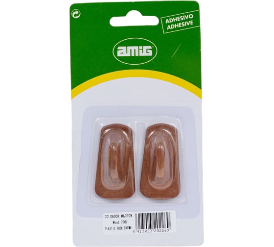 Самоклеющийся крючок Amig пластик коричневый 2 шт 208 MR