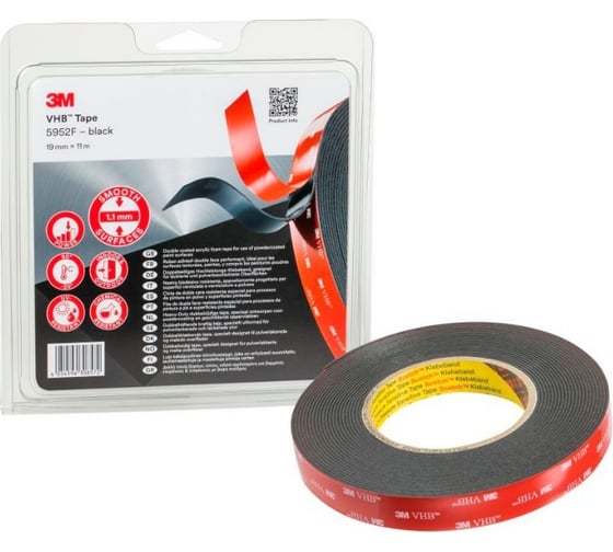Монтажная двусторонняя лента 3M VHB 5952F черн., 19 мм х 11 м 7100223843