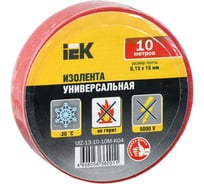 Изолента IEK 0,13х15 мм, красная, 10 метров UIZ-13-10-10M-K04 16303779