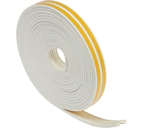 Резиновый уплотнитель TUNDRA Krep профиль Е, размер 4х9 мм, белый, в упаковке 10 м 3794728