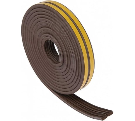 Резиновый уплотнитель ТУНДРА Krep профиль Е, размер 4х9 мм, коричневый, в упаковке 6 м 3794727