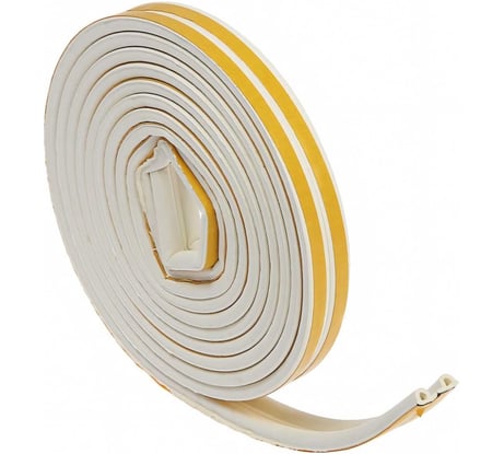 Резиновый уплотнитель TUNDRA Krep профиль Р, размер 5.5х9 мм, белый, в упаковке 6 м 3794730