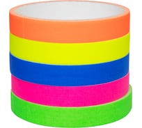 Флуоресцентная клейкая лента Vell светится при ультрафиолете, набор 5 цветов, 15 мм х 3 м 1396315