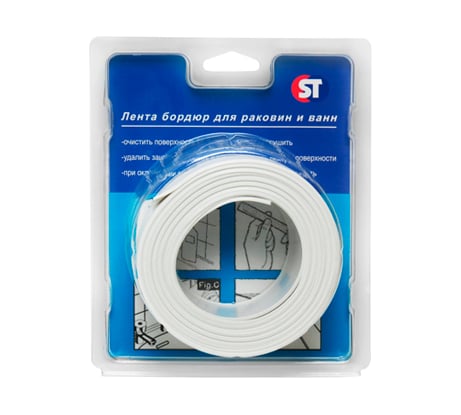 Бордюрная лента SANTRADE ST (60 мм; 3,35 м; герметик; белая) 3842