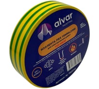 Изолента ПВХ 19мм, 20м, желто-зеленая (комплект из 10 штук) Alvar Алвар AL-1920YG_10