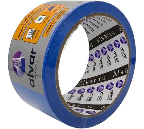 Малярная профессиональная лента УФ- и атмосферостойкая, 50 мм, 25 м, синяя Alvar AL-OT5025B