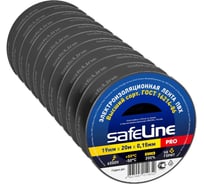 Изолента ПВХ 19мм х 20м черная, набор 10 шт. Safeline 26382