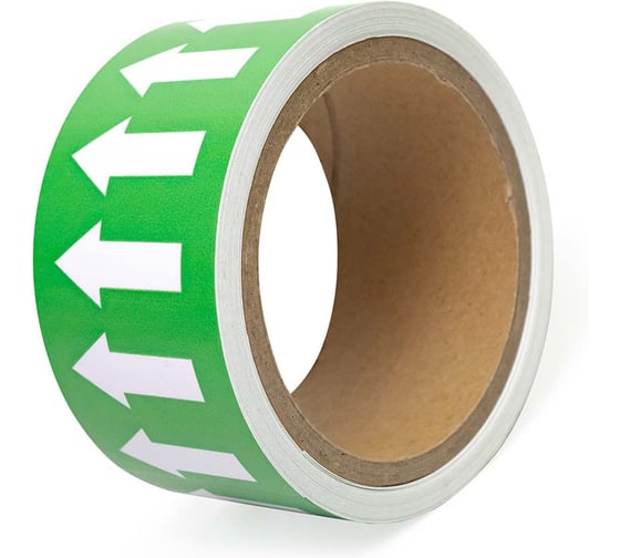 Маркировочная лента Vell зеленая, со стрелками для маркировки трубопроводов «ВОДА» 50 мм/10 м, VL5010GR-A 1396392