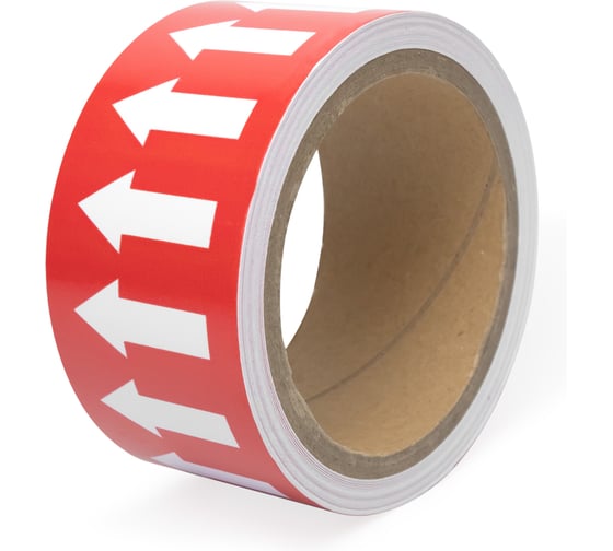 Маркировочная лента Vell красная, со стрелками для маркировки трубопроводов «ПАР» 50 мм/10 м, VL5010RD-A 1396390