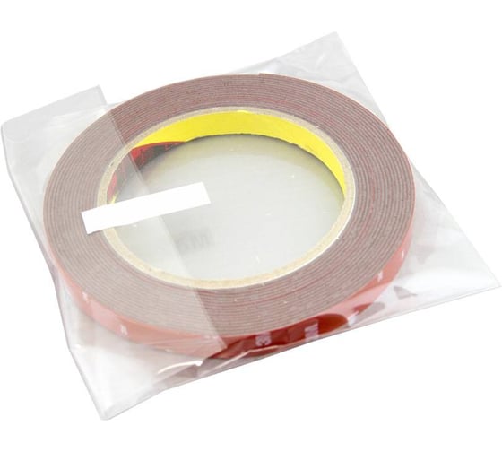 Оригинальный серый двусторонний скотч MTF Light 3M TAPE(ACRYL) 12мм х 2.5м красная подложка 3M12X250R
