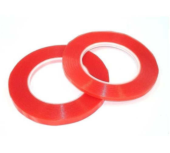 Скотч двусторонний Amperin прозрачный 3M с красной защитной лентой ширина 2мм 50м 057740