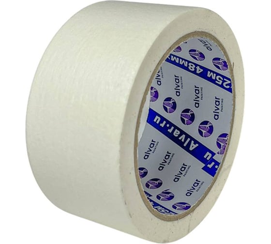 Малярная клейкая лента Alvar 48мм, 50м, белая (комплект из 6 штук) AL-MT4850_6