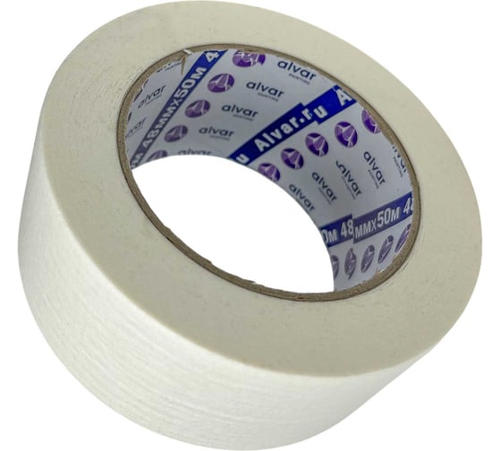 Малярная клейкая лента Alvar 48мм, 50м, белая (комплект из 6 штук) AL-MT4850_6