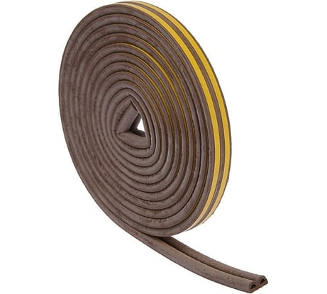 Резиновый уплотнитель TUNDRA профиль D, размер 9x8 мм, коричневый, в упаковке 10 м 3794723