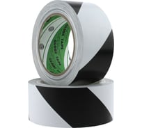 Лента для разметки пола ТМАРК бело-черная, 150 мкм, 50 мм х 30 м ТМ-2535-5030WhBk