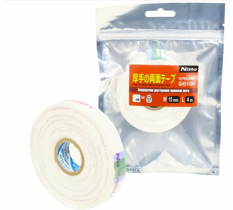 Сверхпрочная двусторонняя акриловая лента Nitto HYPERJOINT GH5110H, 15 мм х 4 м, цвет белый 4627198578744