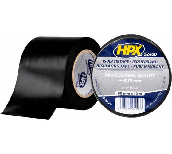 Изоляционная ПВХ лента HPX BI5010 2400, 50 мм х 0,19 мм х 10 м, черная 5425014229073