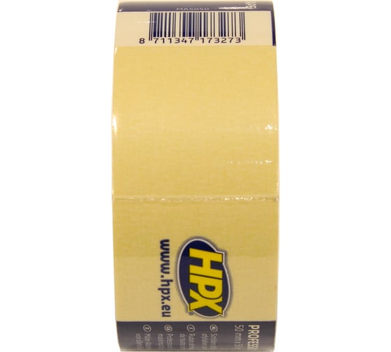 Малярная строительная лента HPX MA5050 60С, 50 мм х 50 м, бело-кремовая 8711347173273
