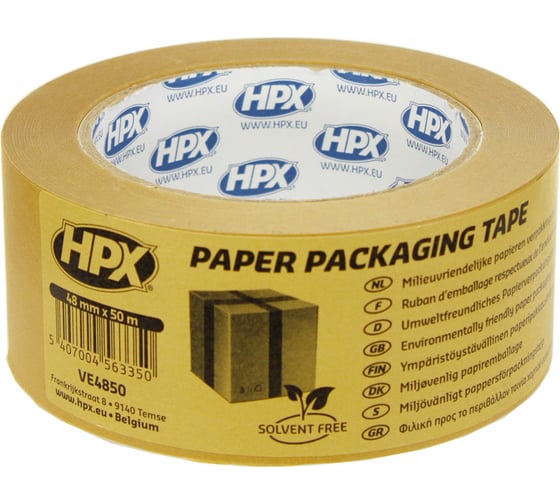 Бумажная упаковочная лента HPX VE4850 48 мм х 50 м, коричневая 5407004563350