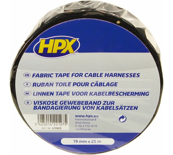 Изоляционная тканевая лента HPX LI1925 19 мм х 25 м, черная 5425014221275
