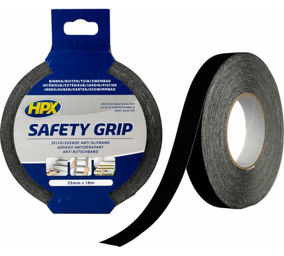 Лента безопасности HPX SB2518 SAFETY GRIP, 25 мм х 18 м, черная 5425014224177