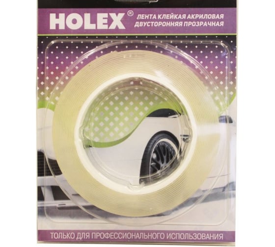 Лента клейкая акриловая двусторонняя HOLEX 19мм Х 10м прозрачная 1,0мм (прозрачный скотч) блистер HAS-385872