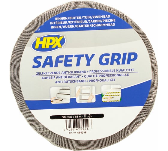Лента безопасности HPX SB5018 SAFETY GRIP 50 мм х 18 м, черная 5425014224214