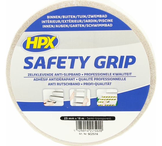 Лента безопасности HPX SC2518 SAFETY GRIP 25 мм х 18 м, белая 5425014225020