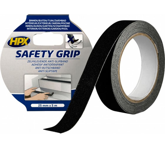 Противоскользящая лента HPX SB2505 SAFETY GRIP 25 мм х 5 м, черная 5425014224986