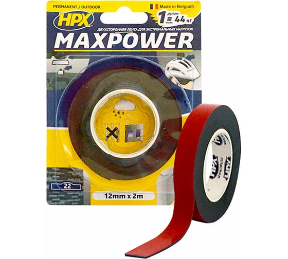 Акриловая двухсторонняя лента HPX OT1202 MAXPOWER 12 мм x 2 м 4820219500384