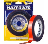 Двухсторонняя лента HPX OT1905 MAXPOWER 19 мм х 5 м, черная 5425014228281