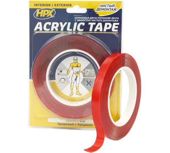 Двухсторонняя лента HPX TT1205 ACRYLIC TAPE 12 мм х 5 м, прозрачная 5425014227673 1