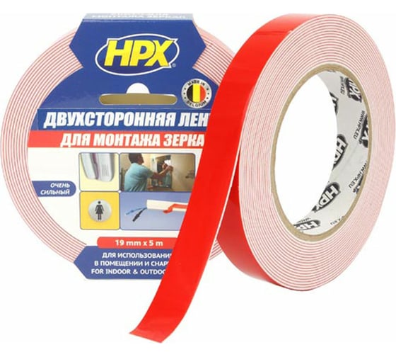 Двухсторонняя вспененная лента HPX DS1905 19 мм х 5 м, картон 5425014220124 1