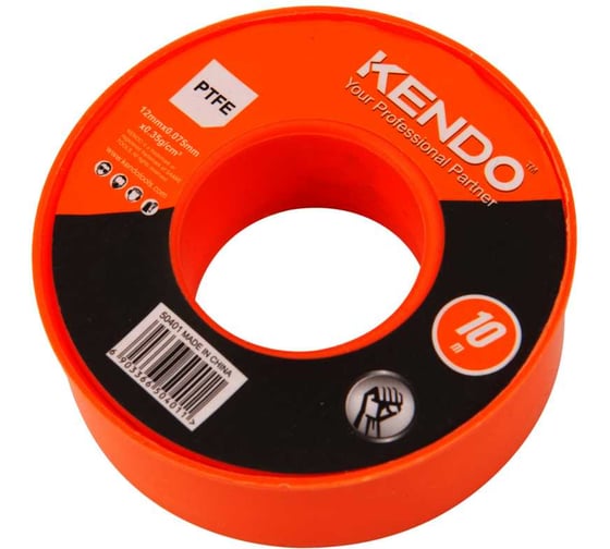 ФУМ-лента KENDO белая PTFE (тефлон) 12ммx0,075ммx10м 50401