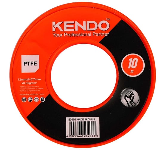 ФУМ-лента KENDO белая PTFE (тефлон) 19ммx0,075ммx10м 50402