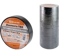 Изолента TDM ПВХ, профессиональная, 0,18x19 мм, черная, 20 м SQ0526-0066