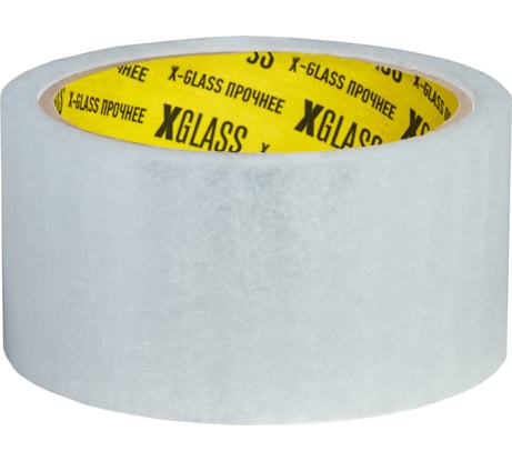Упаковочная клейкая лента X-Glass прозрачная, 50 мм х 56 м, 43мкм, 160105
