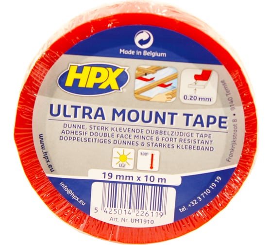 Монтажная ультратонкая лента для максимального прилегания HPX Ultra Mount 19 мм x 10 м, прозрачная 5425014226119