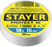 Изоляционная лента STAYER Protect-10 ПВХ 10 м х 15 мм, 5000 В, белая 12291-W_z01