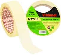 Малярная лента Vintanet 120С, MT611, 160 мкм, 36мм х 25м MT6113625