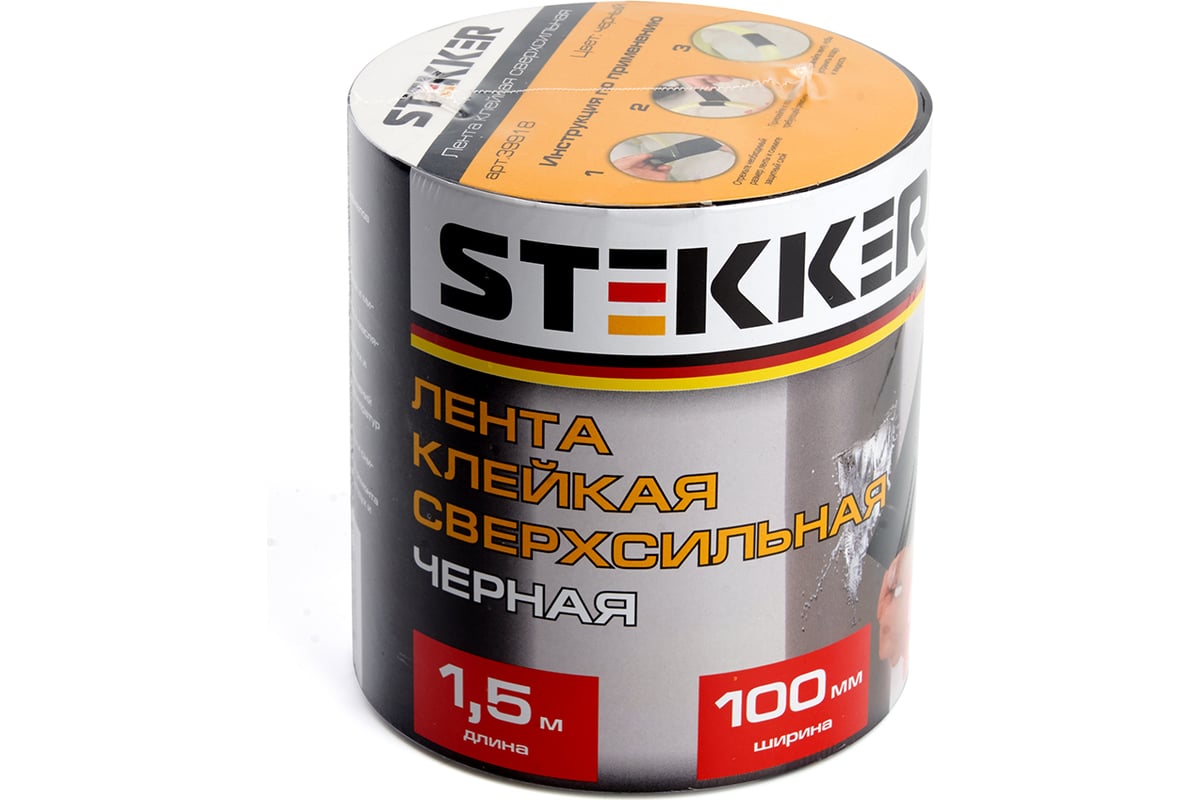 Клейкая сверхсильная лента STEKKER 0,7x100 мм, 1,5 м, черная INTP9