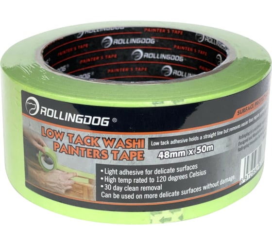 Малярная лента для деликатных поверхностей Rollingdog Low Tack Washi Tape 48 мм, 50 м 81391 0