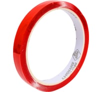 Двухсторонняя клейкая лента Nova Bright fusion красный + прозрачный (акриловая основа), 12 мм х 2 м 46663