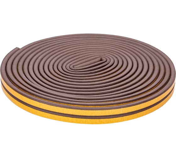 Уплотнительная самоклеящаяся лента РемоКолор вспененный EPDM каучук, D-профиль, коричневая, 9x6 мм, 10 м 50-3-211