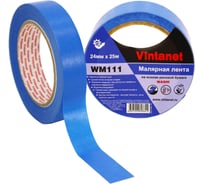 Малярная лента на основе рисовой бумаги Washi для четкого края VINTANET WM111, синяя, 24 мм х 25 м WM1112425